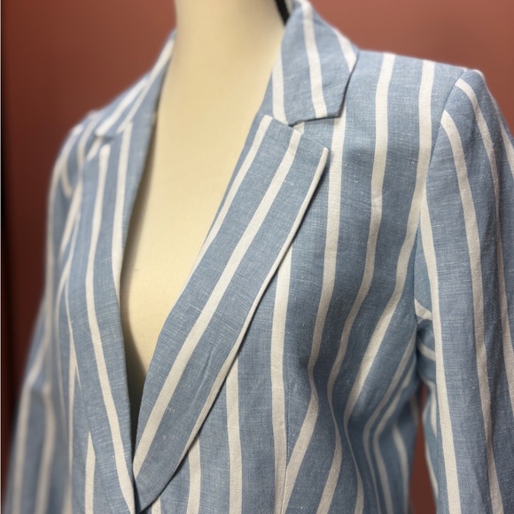 Philosophy Blue & White Striped Linen Blend Blazer – Sz S - Picture 4 of 9